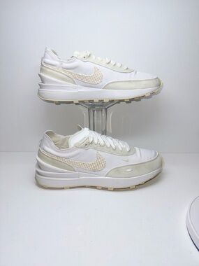 Nike White and Cream Retro Runner Size 7 Sneaker